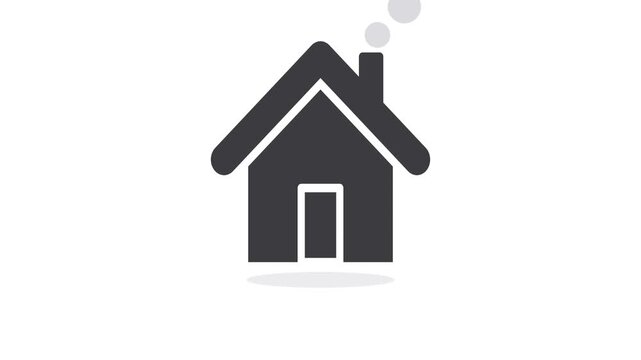 A crisp vector icon of a house with a chimney and smoke, symbolizing home, shelter, and real estate in a clean, minimalist style suitable for diverse digital and print applications