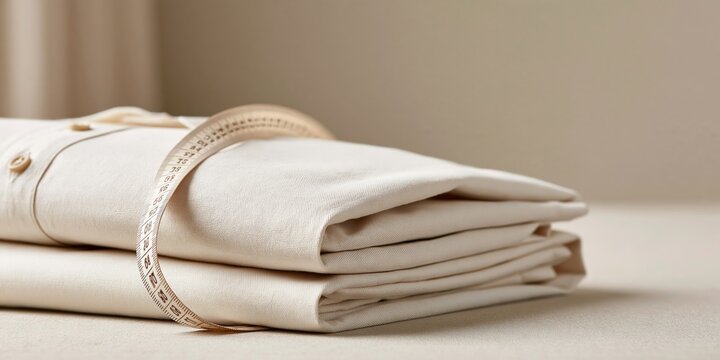 Folded Linen Fabric With Measuring Tape