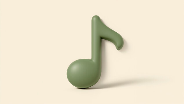 淡い背景に影を落とす緑の音符