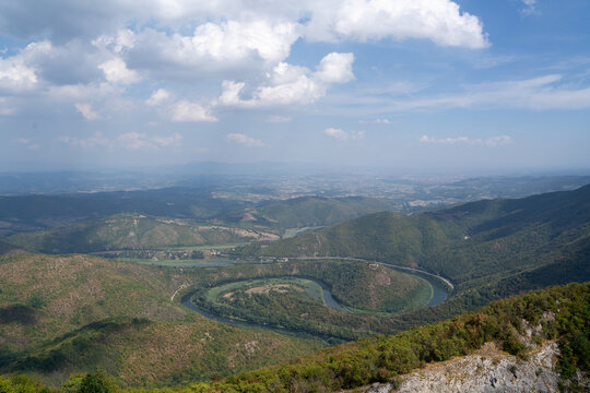 River Meander Mountain Panorama