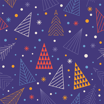seamless pattern with Christmas tree collection  minimalist design