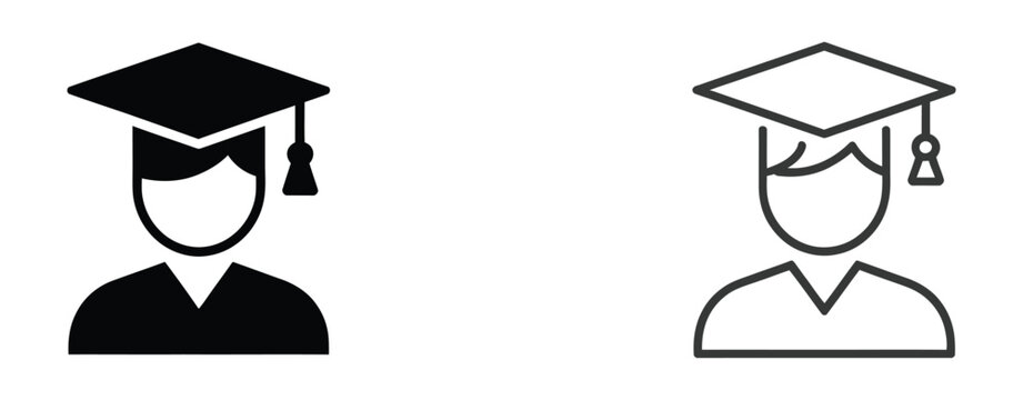 Graduate Student Icons &ndash; Graduation Cap, Diploma, and Education Symbols for Schools, Colleges, Universities, and Academic Design