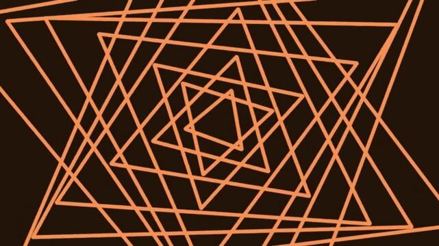 Geometric Spiral Lines Forming Dynamic Abstract Movement in Dim Orange Studio