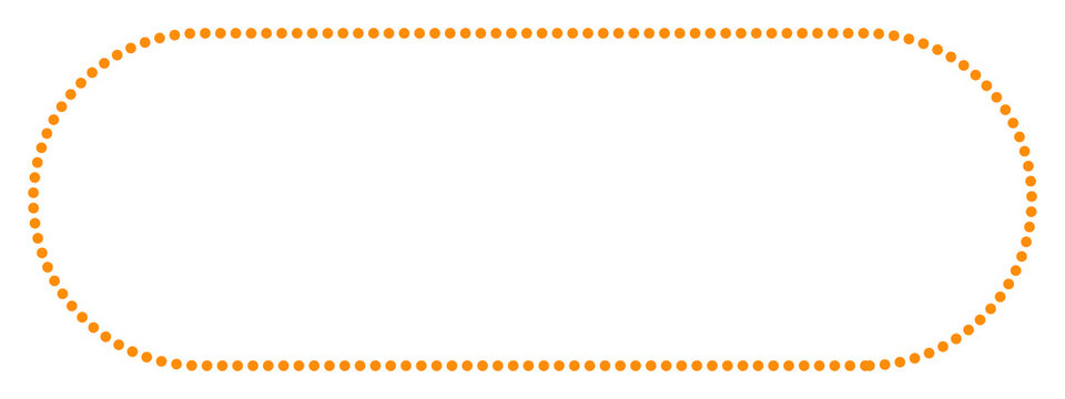 Rounded rectangular shape with orange dotted outline on a white plain background Isolated on transparent background