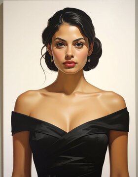 woman modeling a black silky dress 