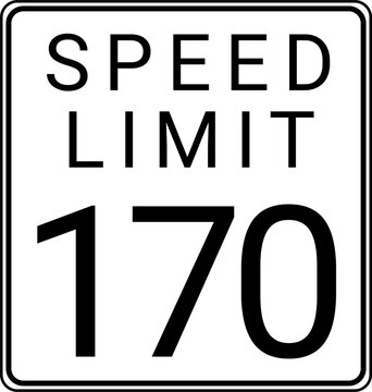 Rectangular Speed Limit 170 mph Traffic Sign Vector