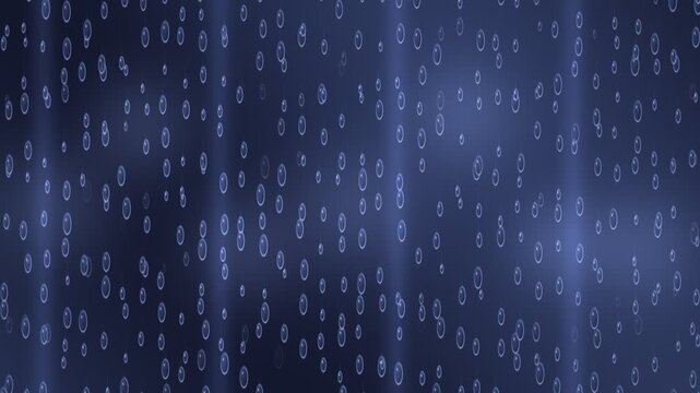 Abstract dark blue background with vertical light streaks and scattered small oval shapes resembling raindrops or bubbles