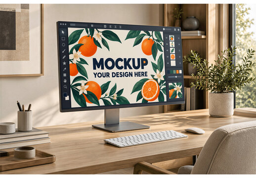 Monitor Home Office Mockup
