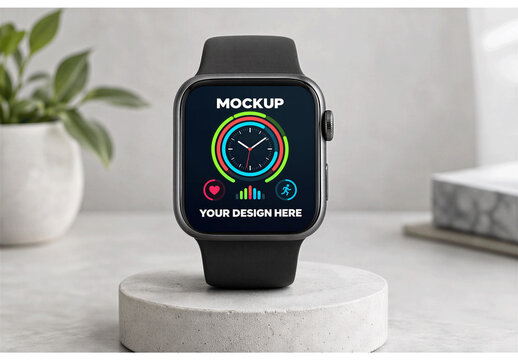Smartwatch Stone Pedestal Mockup