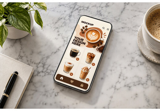 Smartphone Marble Surface Mockup