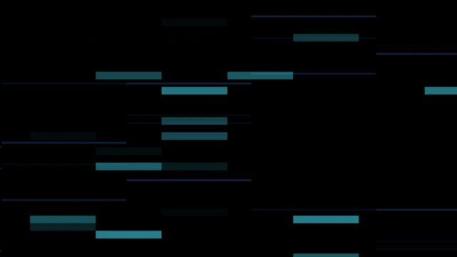Abstract blue horizontal lines moving across dark background in seamless loop