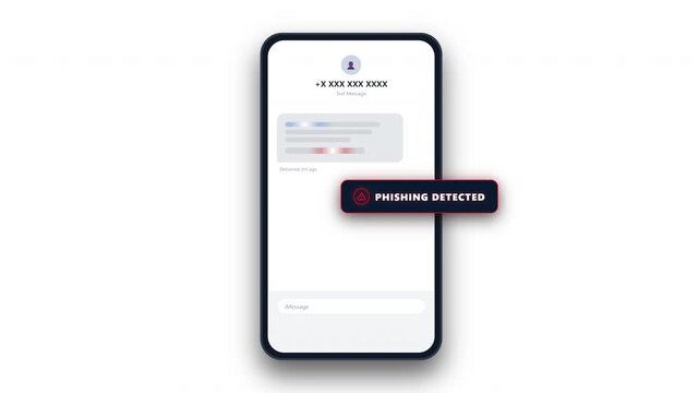 Cyber Security Phishing Warning Alert on Smartphone Screen Motion Graphic Loop Animation with Alpha Channel