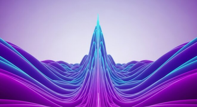 A sleek digital landscape features vibrant purple and cyan gradients with smooth wave interference patterns and polished futuristic energy, fluid, texture, digital