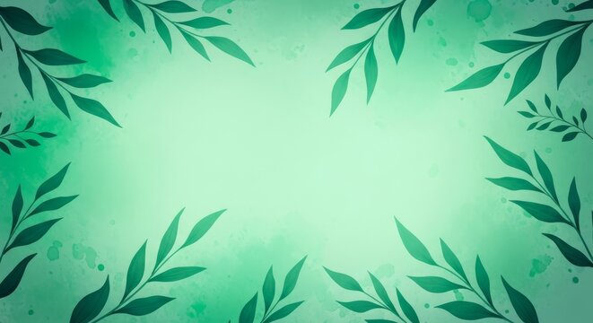 Elegant hand-painted backdrop featuring eucalyptus and jade pigments with soft diffusion. Delicate botanical leaves flow in graceful forms, wash, eucalyptus, canvas