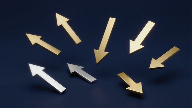 Arrows point inward toward central dual-directional arrow, symbolizing convergence and choice.