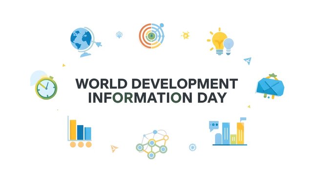World development information day digital growth arrow. World development information day