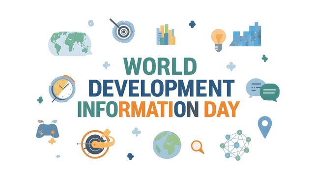 World development information day digital growth arrow. World development information day