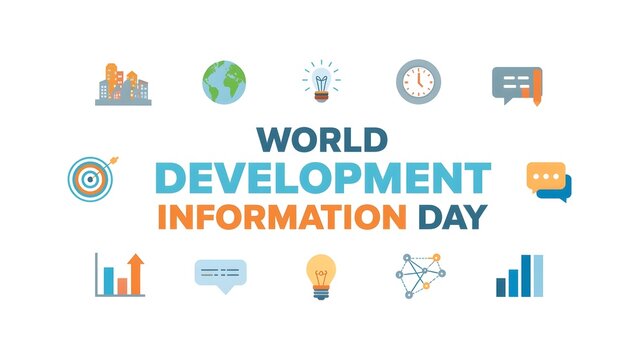 World development information day digital growth arrow. World development information day