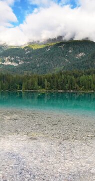 Fantastic landscape on lake Braies 