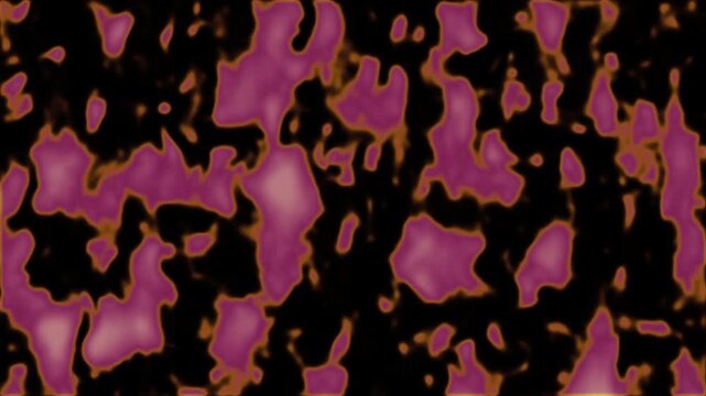 Abstract purple and orange organic liquid patterns flowing on dark background