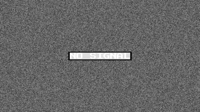 TV Lost Signal Animation, Analog Television Static Noise and Black and White Snow Effect, No Signal TV Screen, Retro Glitch Background, Vintage TV Interference