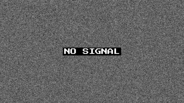 TV Lost Signal Animation, Analog Television Static Noise and Black and White Snow Effect, No Signal TV Screen, Retro Glitch Background, Vintage TV Interference