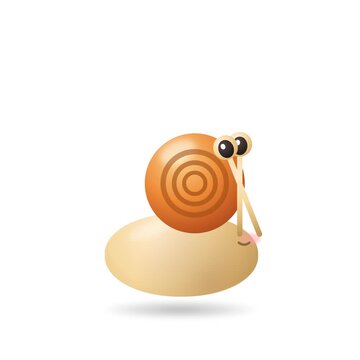 Cute clay snail wiggling its eye stalks, kawaii 3D loop on white