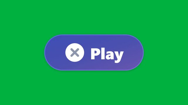 User interface play button element pulsing green screen chroma key background for app development marketing
