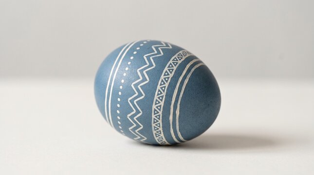  Isolated Easter egg with simple geometric decoration.  