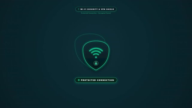 Secure Wi-Fi Connection VPN Symbol with Shield and Network Waves.