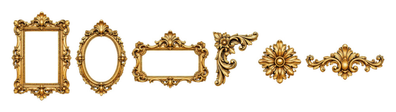 PNG Ornate vintage gold frames and decorative baroque flourishes