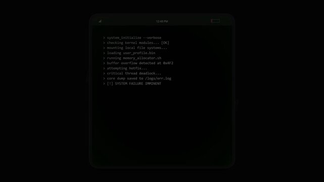Terminal system boot sequence with critical memory error message
