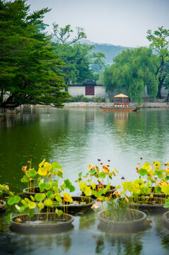 The pond at Gyeongbokgung Palace in Seoul, Korea &ndash; a garden pond where the kings of old Joseon used to have parties and take walks