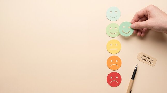 Hand Adjusting Happy Paper Face on Emotional Wellbeing Scale