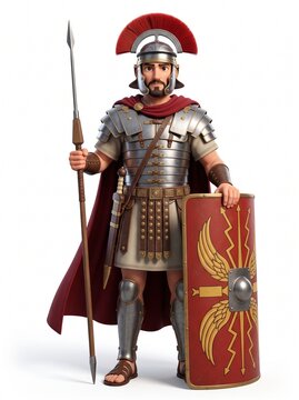 Proud Roman Legionnaire Optio Optio with pilum and shield
