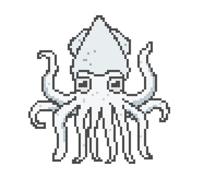 Cute and Adorable Pixel Art Squid Character Design