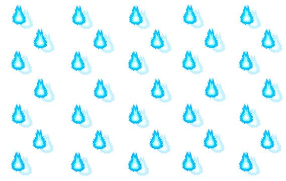 Seamless Pattern with Blue Fireball Silhouettes and Flames