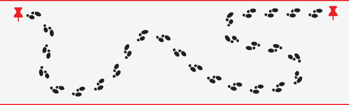 Foot Steps track mark. Vector leg prints and trail indicator.