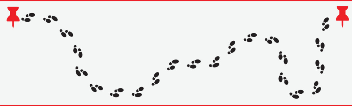 Foot Steps track mark. Vector leg prints and trail indicator.