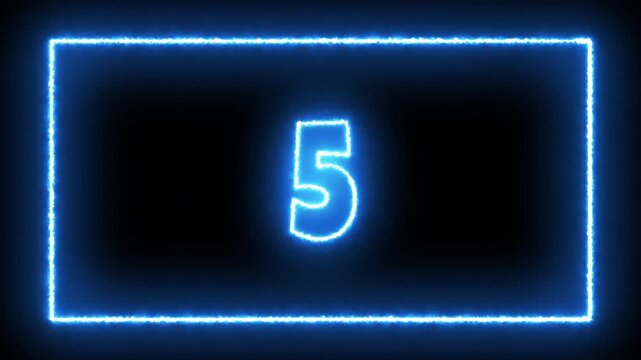 Glowing blue numeral ten inside a rectangular neon frame creates an icon suitable for countdowns, gaming graphics, promotions, and interfaces.