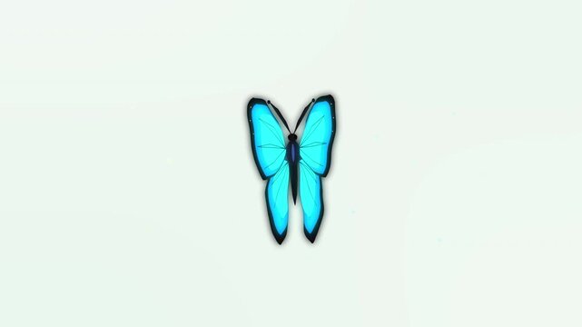 Animated blue butterfly flapping wings in loop, nature vector stock footage
