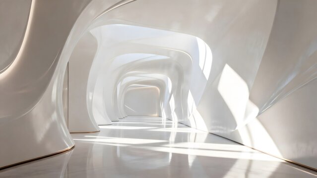 Modern white curved corridor interior architecture