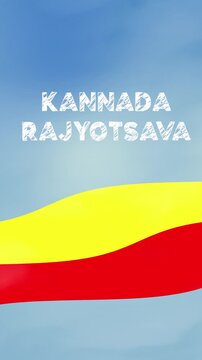 Kannada rajyotsava text animation showcases the red and yellow flag, perfect for festive greetings, social media posts, and videos.