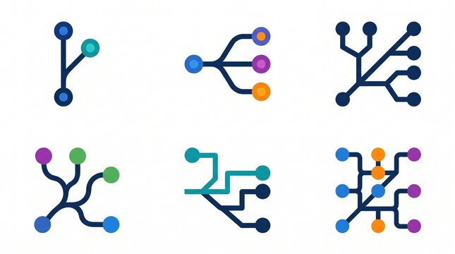 Software Development Code Branch Icon Set Program Repository Fork Node Symbols Isolated