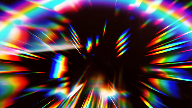 Abstract colorful light rays explosion with vibrant energy beams in dark space illustration