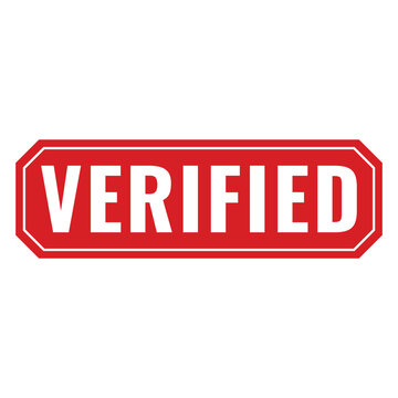 Red stamp sign with the word VERIFIED on white background, grunge rubber stamp label, vector illustration