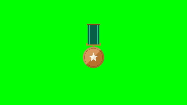 Bronze Medal With Confetti Burst On Green Screen Motion Graphic 4K