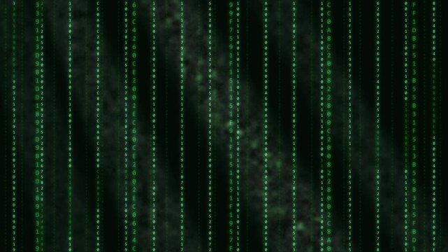 Digital matrix rain code binary data stream cyberspace loop
