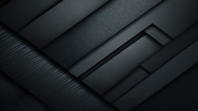 Dark carbon gray abstract geometric background with layered rectangular surfaces, sharp corners, monochrome stripes, linear patterns, modern minimalist design, elegant architectural shapes, and stylis