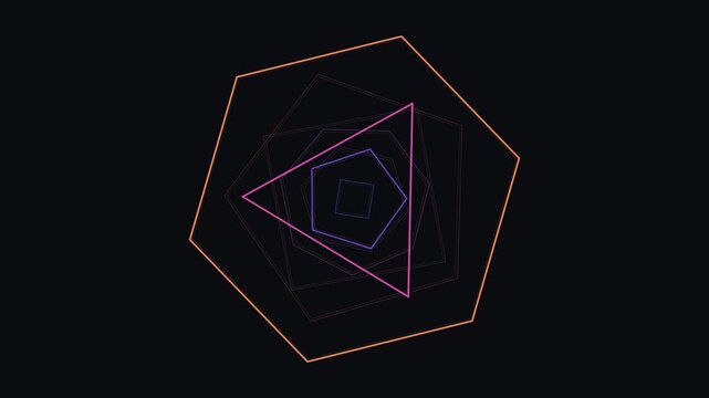 Intricate concentric polygons rotating and scaling deterministically, creating a rhythmic and hypnotic music visualizer core.